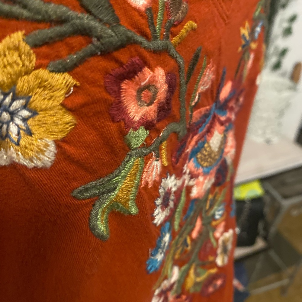Johnny Was Embroidered Floral Rust top - Picture 2 of 5